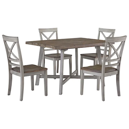 Rustic Two-Tone Table and Chair Set